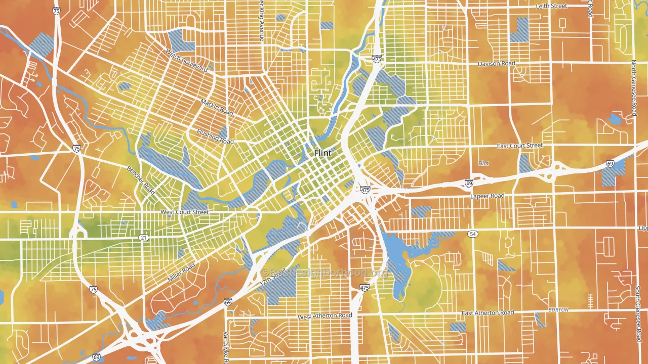 Bike Grade map of 48503, MI