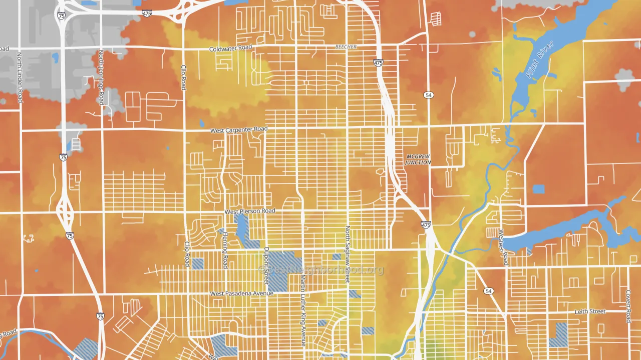 Bike Grade map of 48505, MI
