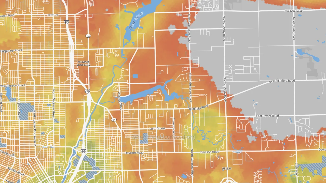 Bike Grade map of 48506, MI