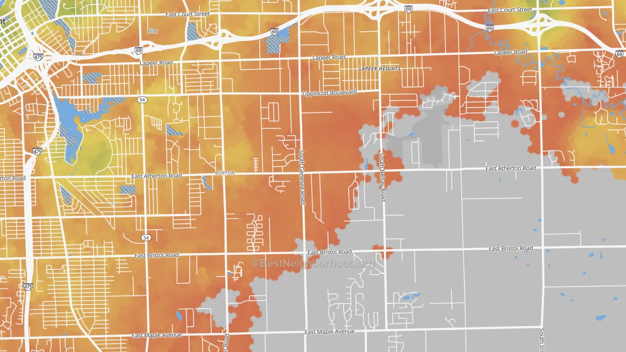 Bike Grade map of 48519, MI
