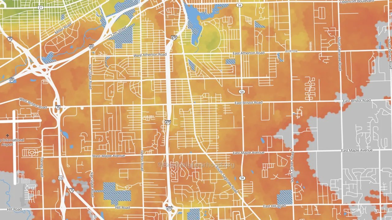 Bike Grade map of 48529, MI