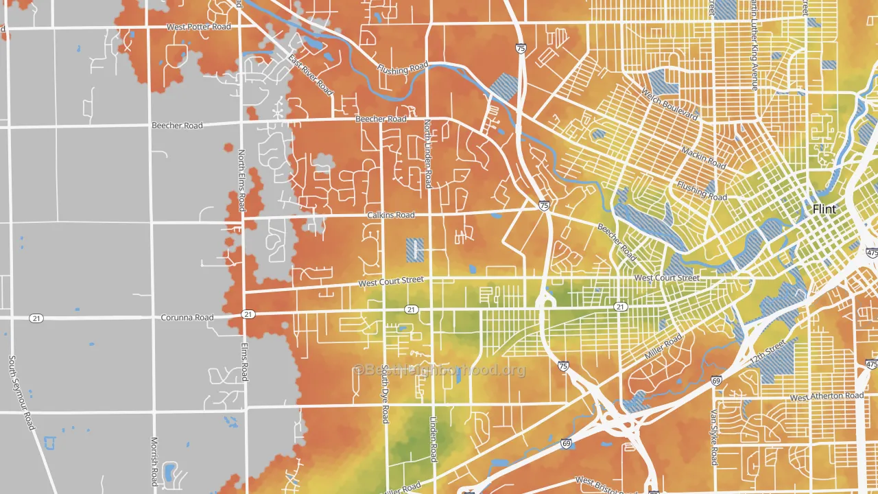 Bike Grade map of 48532, MI