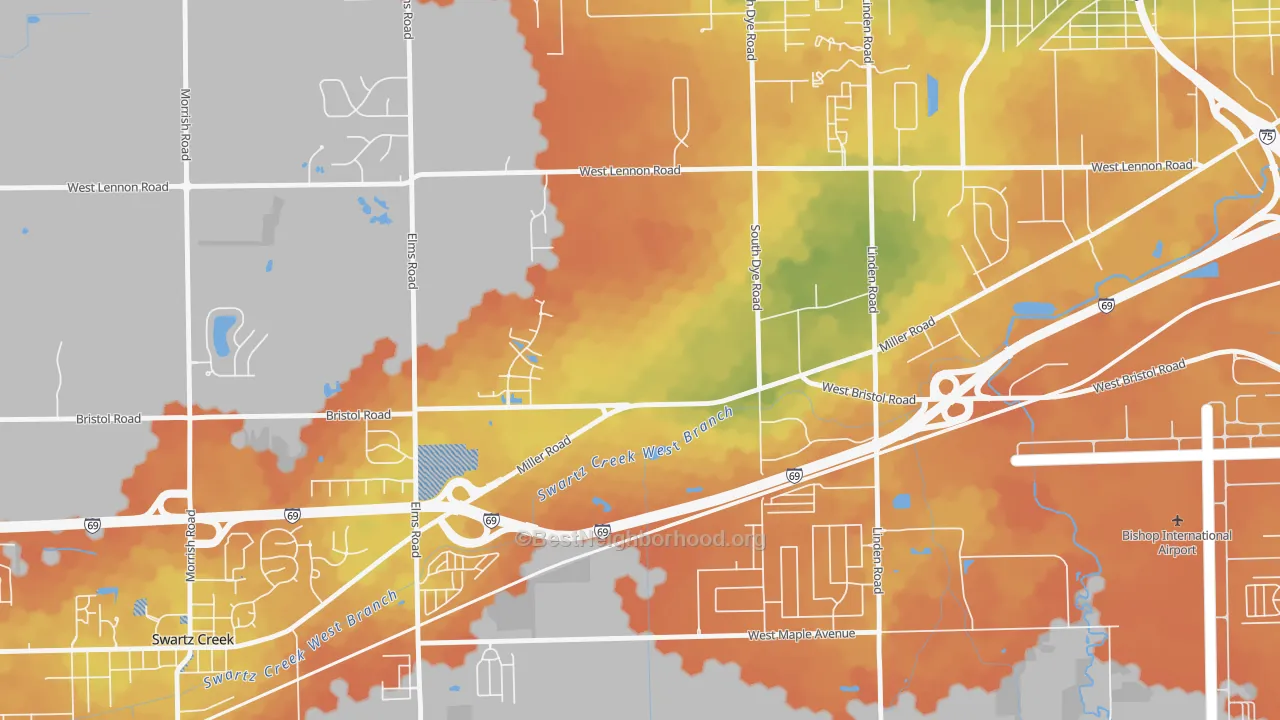 Bike Grade map of 48554, MI