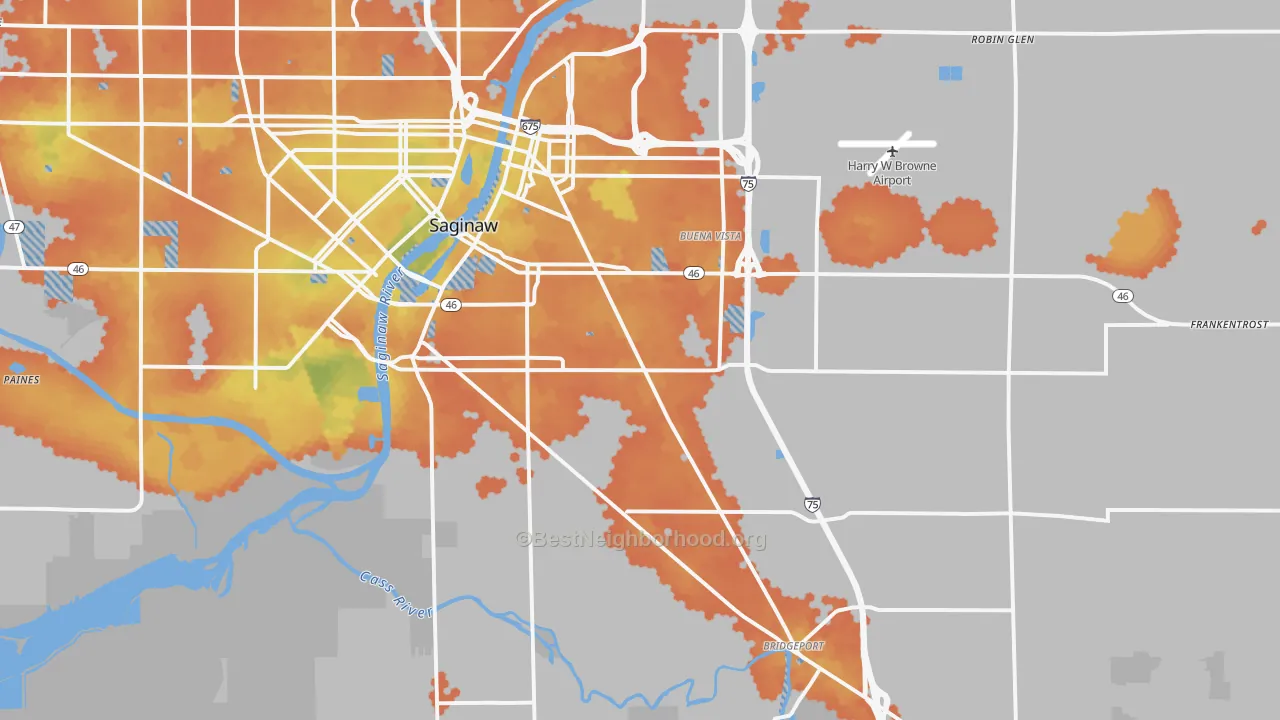 Bike Grade map of 48601, MI