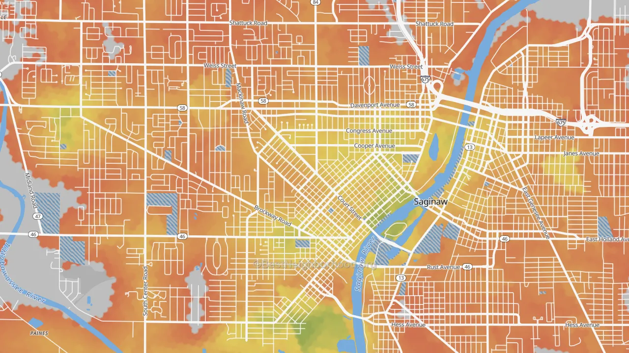 Bike Grade map of 48602, MI