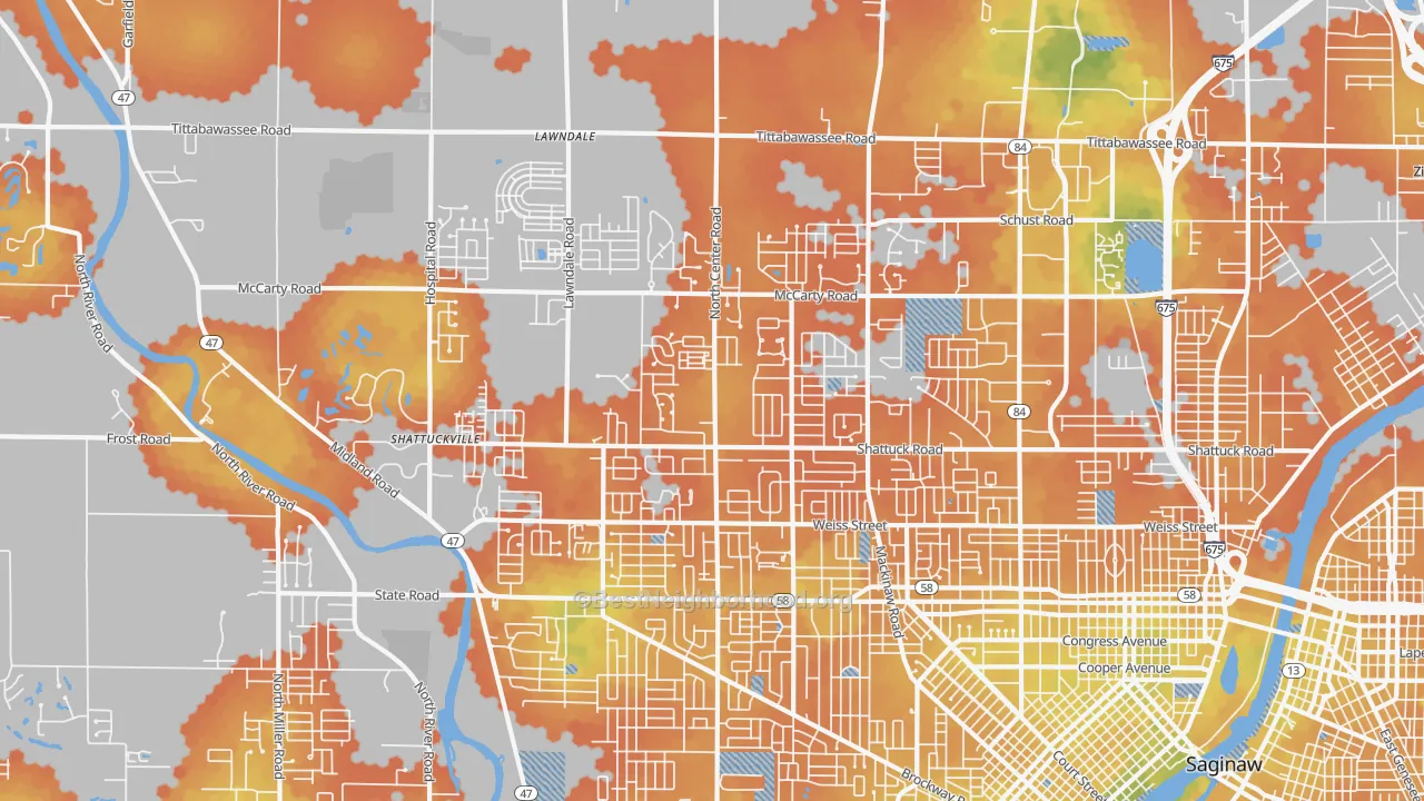 Bike Grade map of 48603, MI