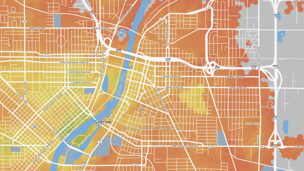 Bike Grade map of 48607, MI