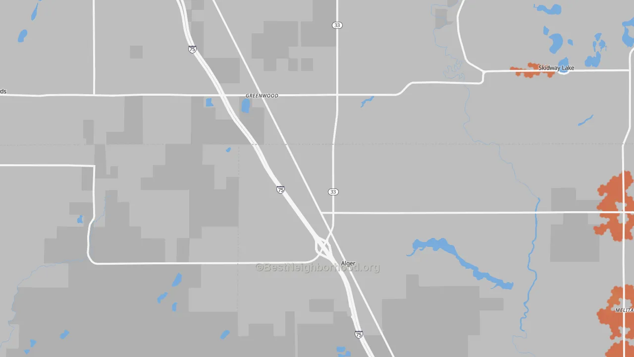 Bike Grade map of 48610, MI