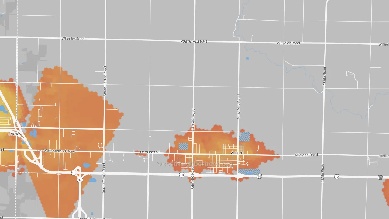 Bike Grade map of 48611, MI