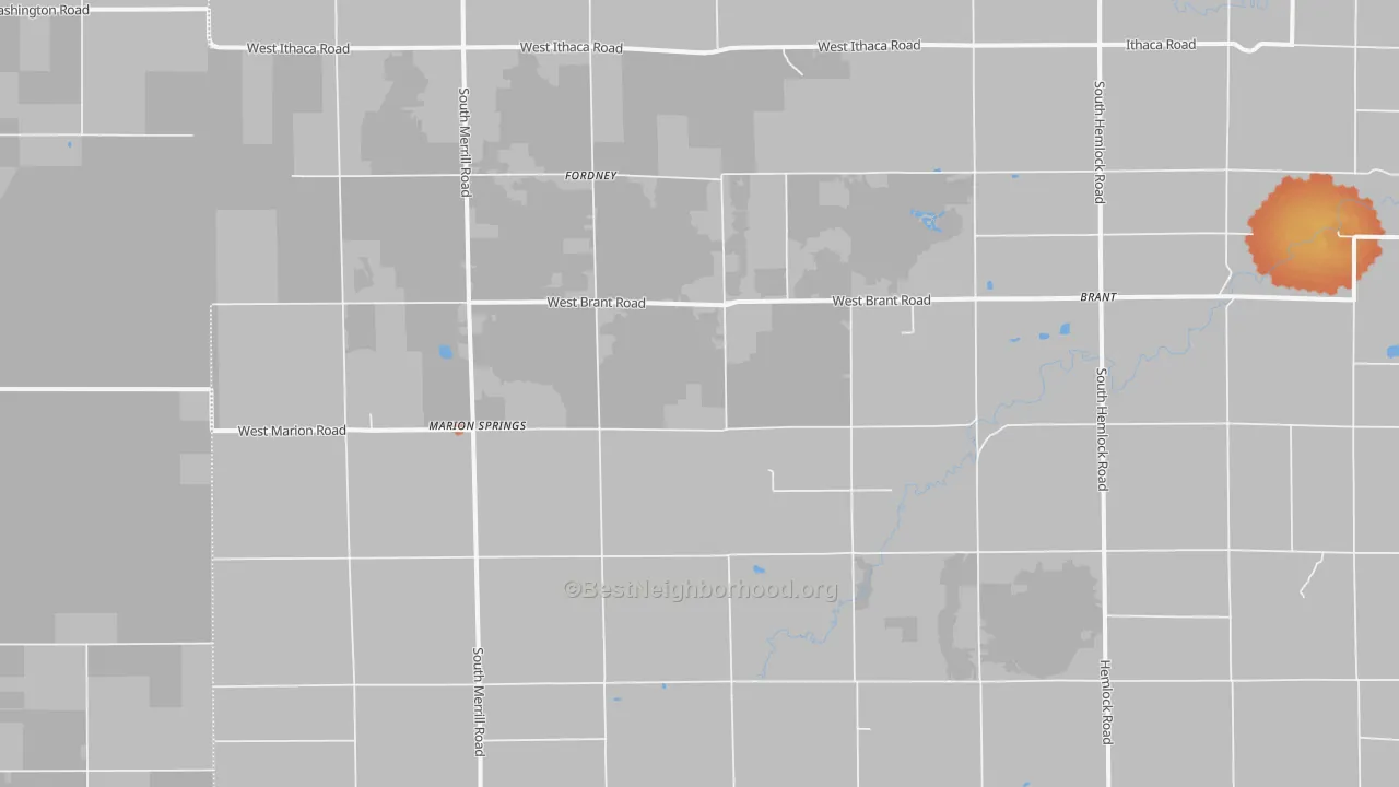 Bike Grade map of 48614, MI