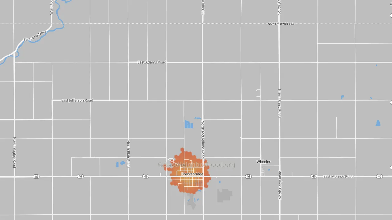 Bike Grade map of 48615, MI