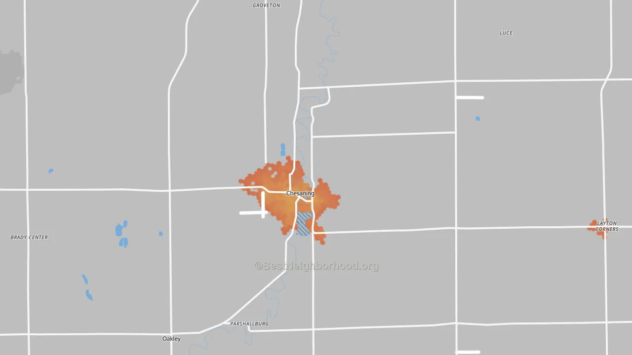 Bike Grade map of 48616, MI