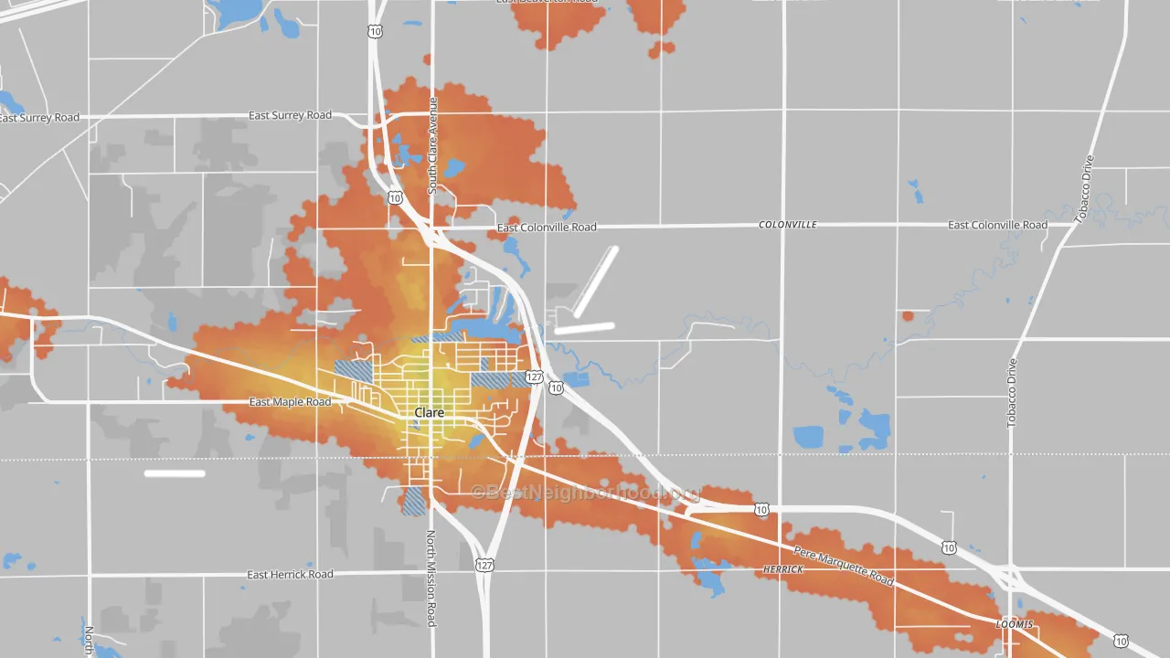 Bike Grade map of 48617, MI