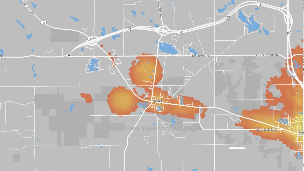 Bike Grade map of 48622, MI