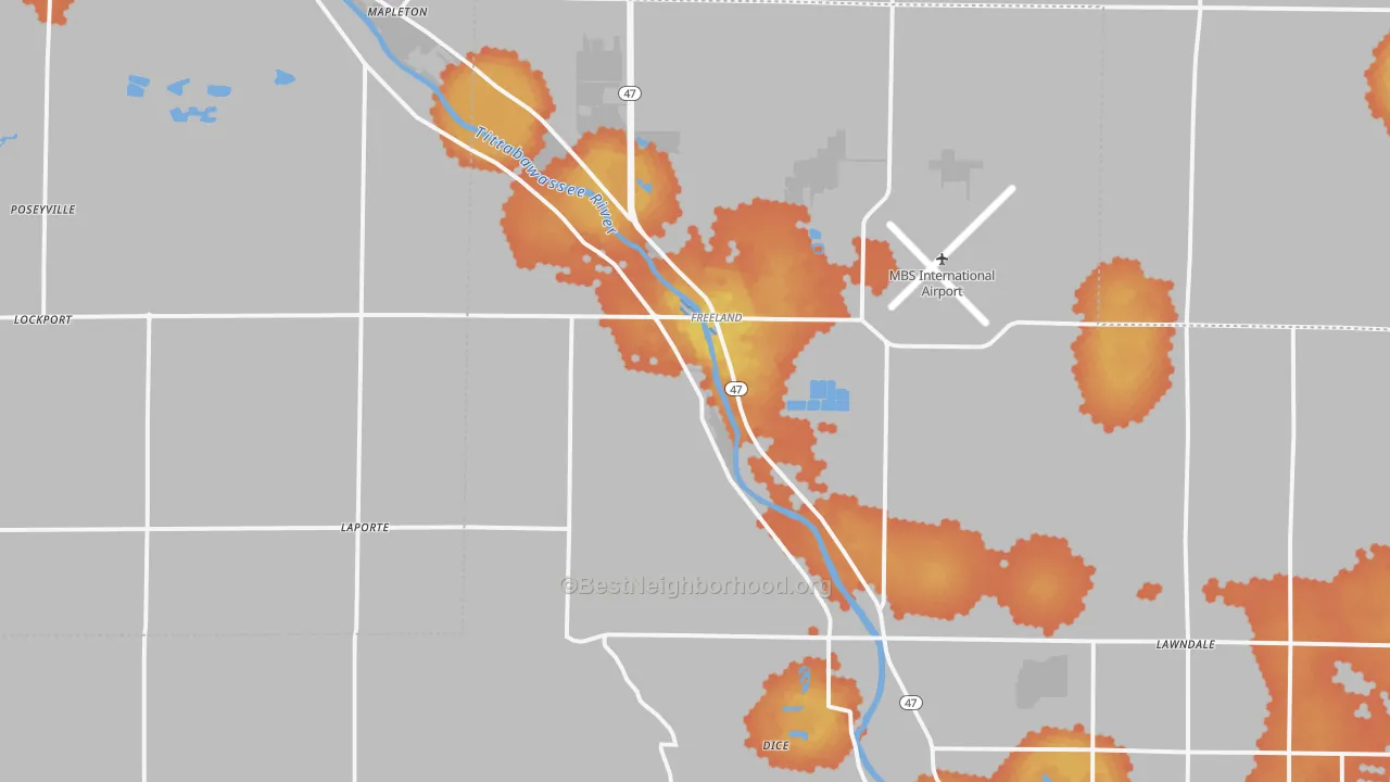 Bike Grade map of 48623, MI