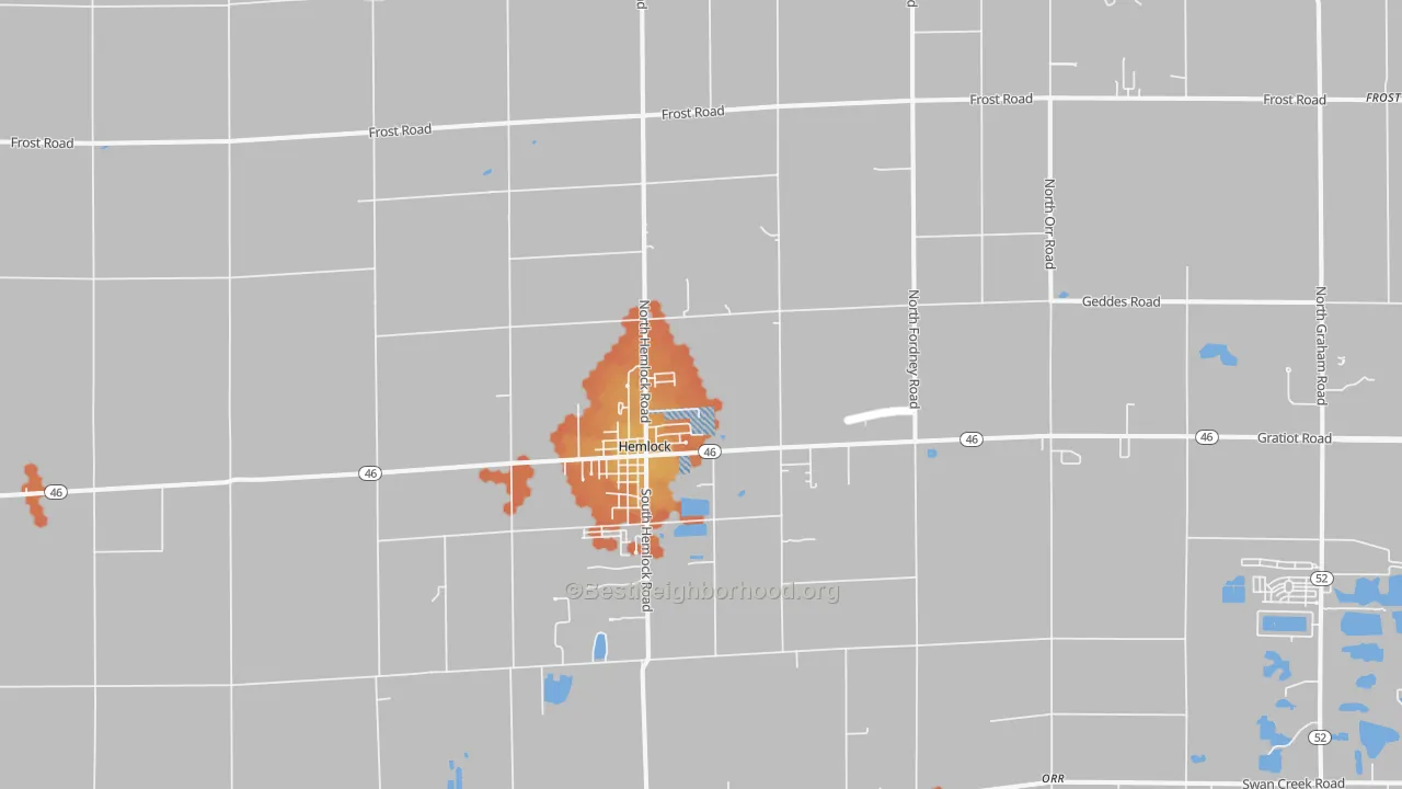 Bike Grade map of 48626, MI