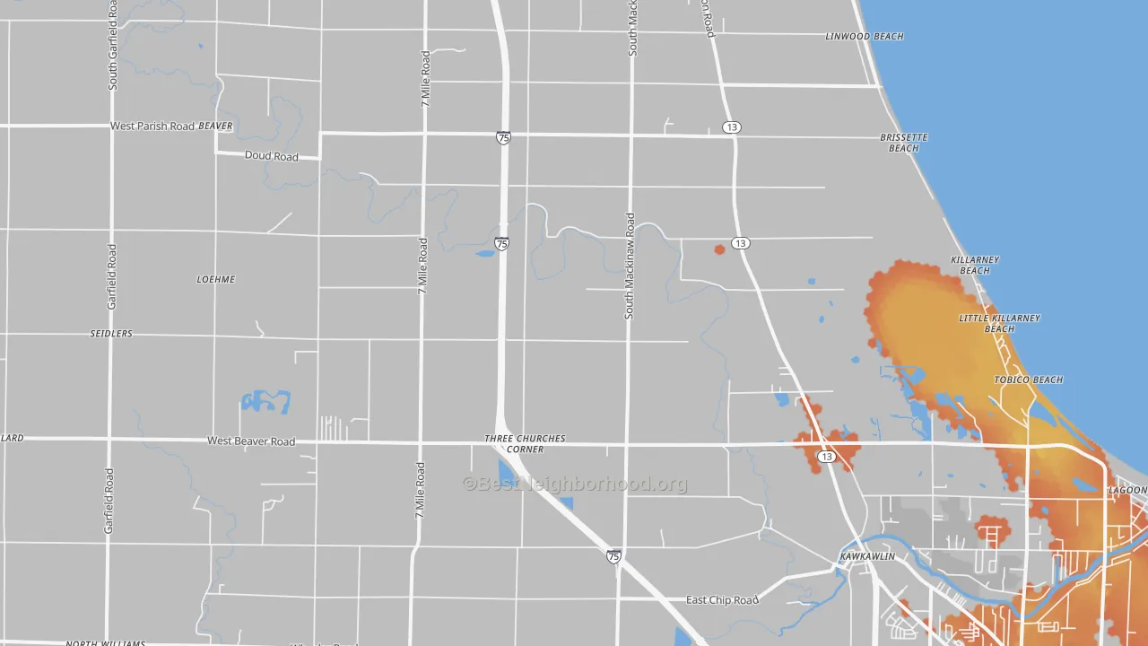 Bike Grade map of 48631, MI