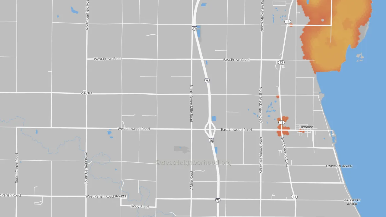 Bike Grade map of 48634, MI
