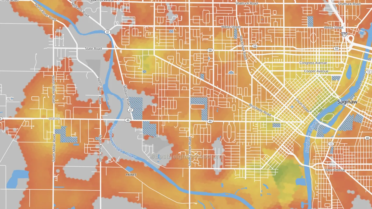 Bike Grade map of 48638, MI