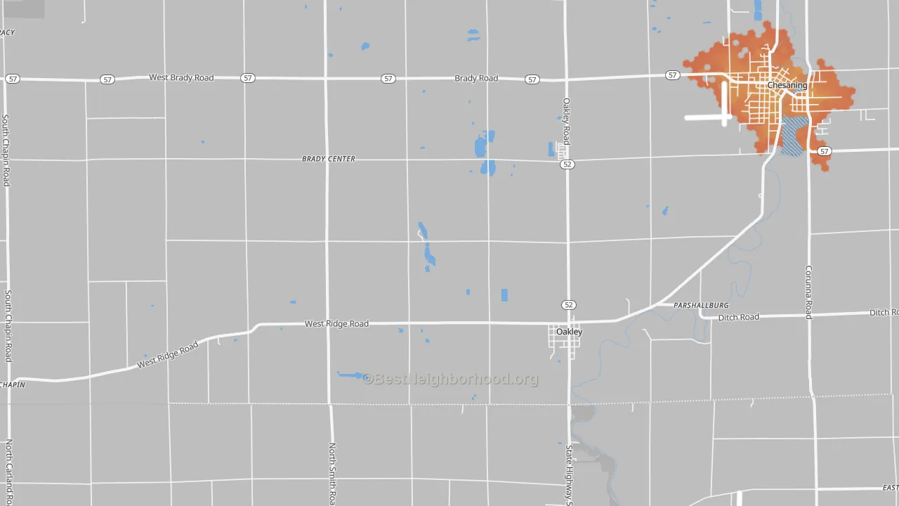 Bike Grade map of 48649, MI