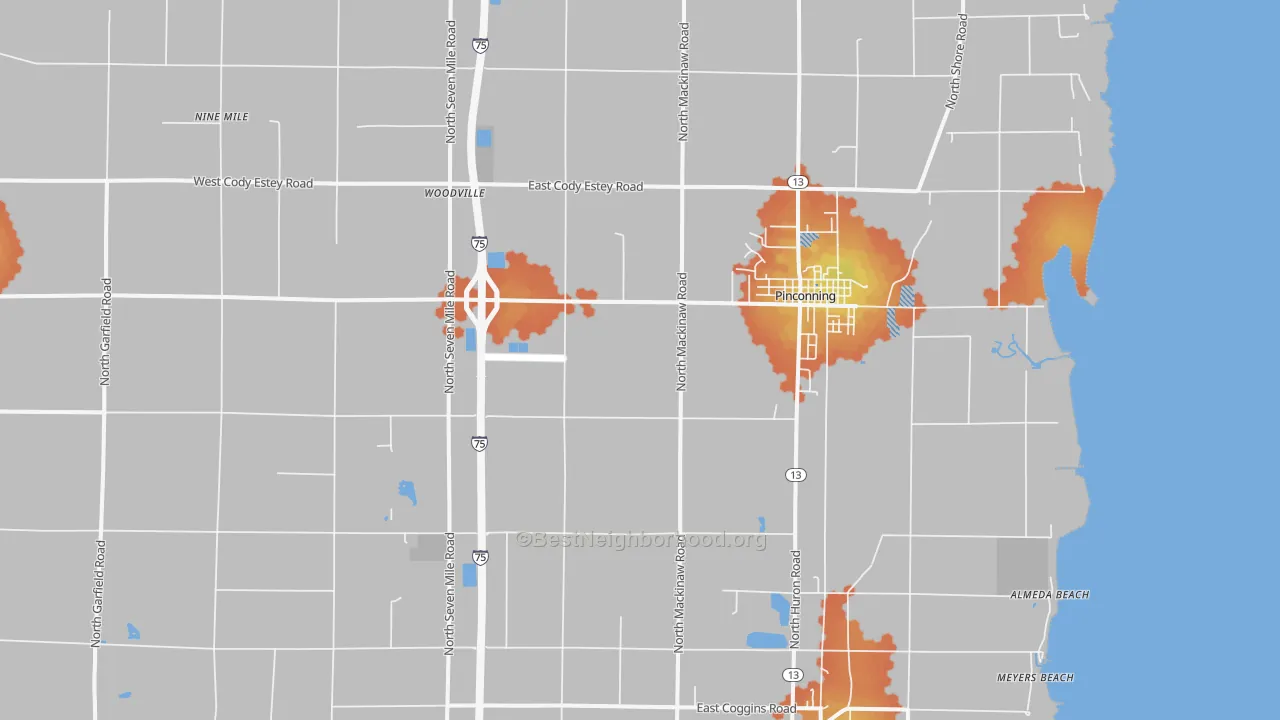 Bike Grade map of 48650, MI
