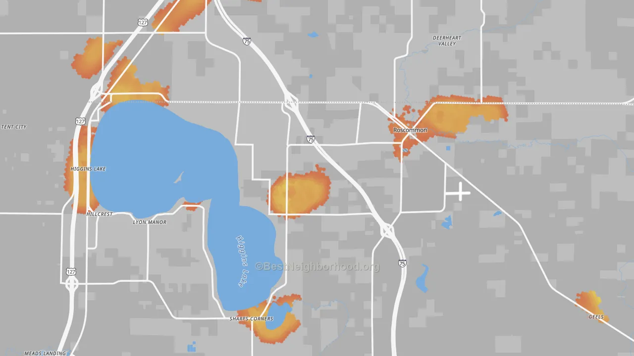 Bike Grade map of 48653, MI