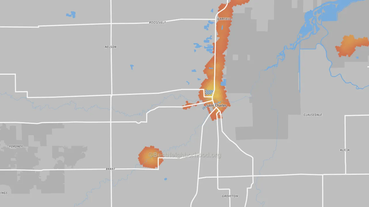 Bike Grade map of 48655, MI