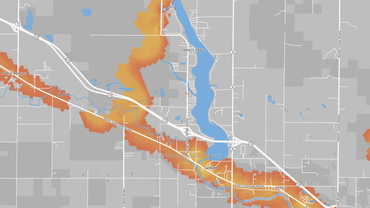 Bike Grade map of 48657, MI