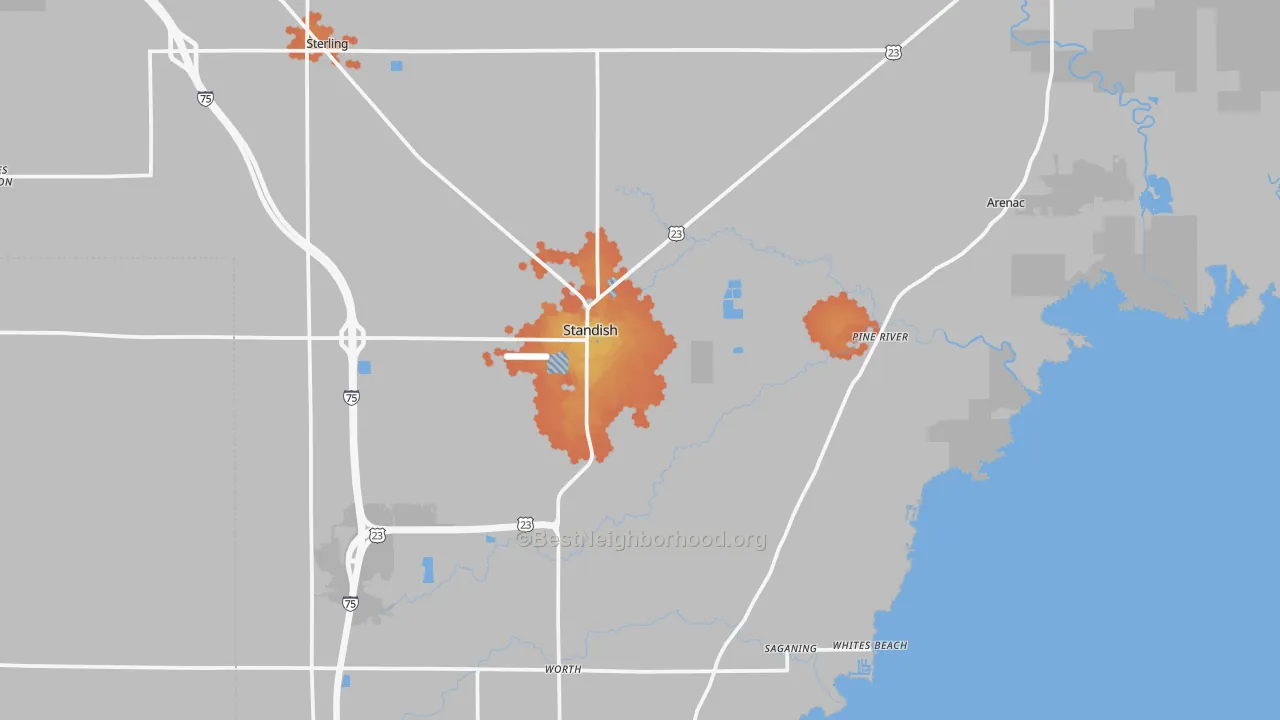 Bike Grade map of 48658, MI