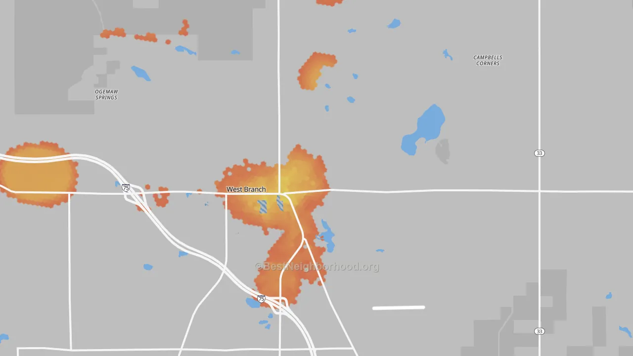 Bike Grade map of 48661, MI