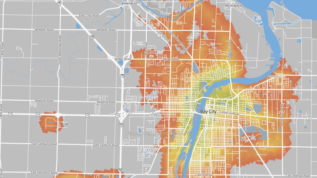 Bike Grade map of 48706, MI