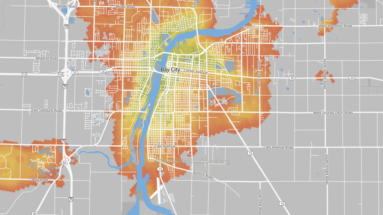 Bike Grade map of 48708, MI