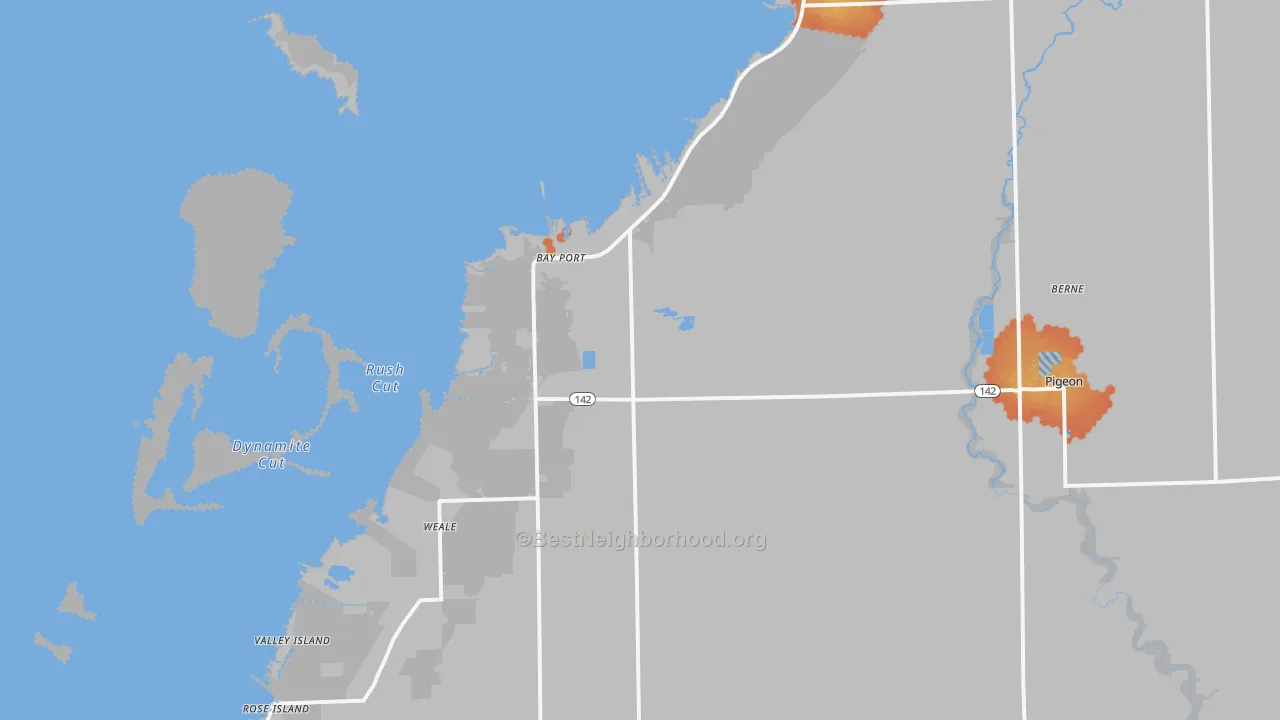 Bike Grade map of 48720, MI