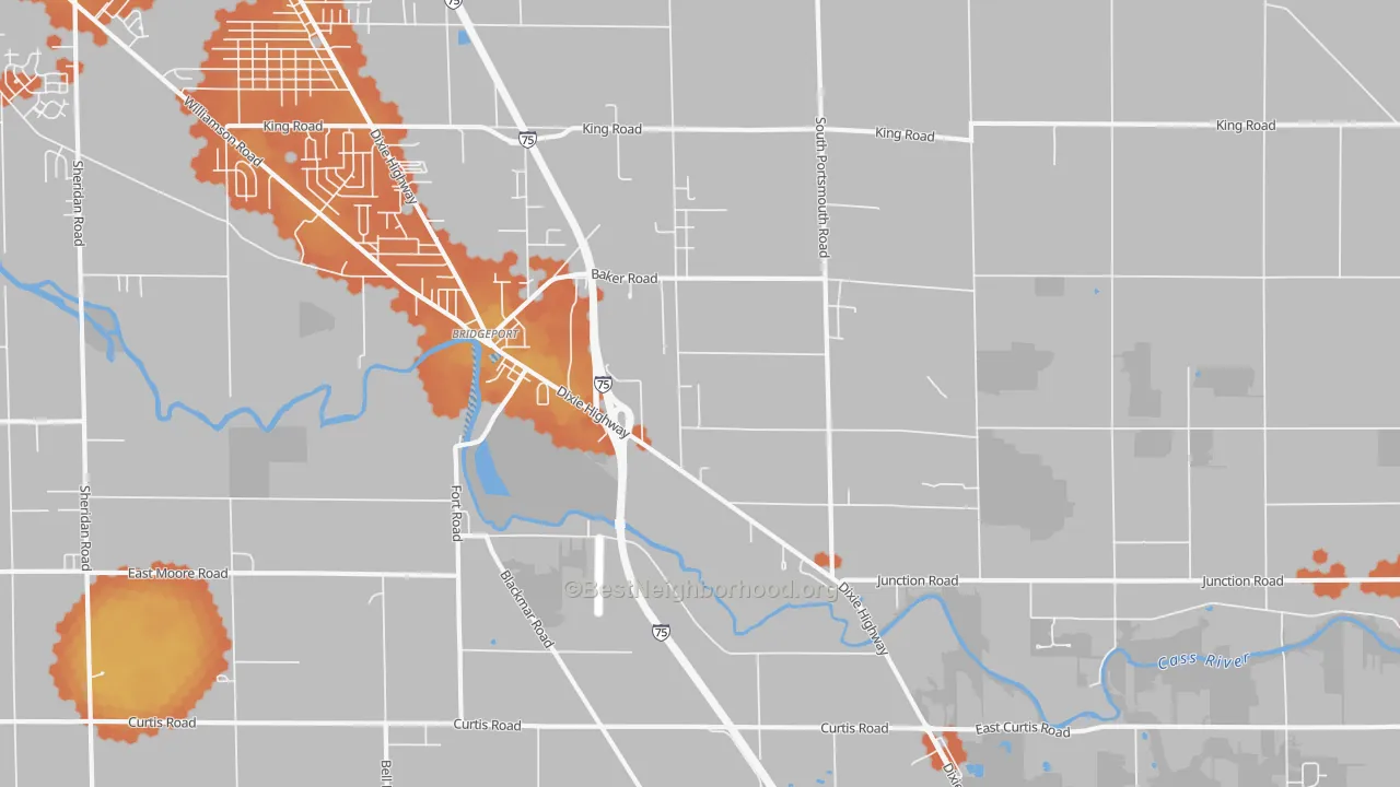 Bike Grade map of 48722, MI