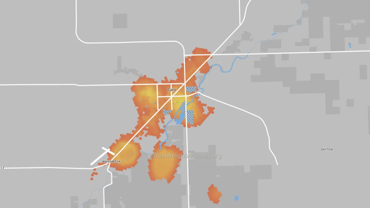 Bike Grade map of 48723, MI