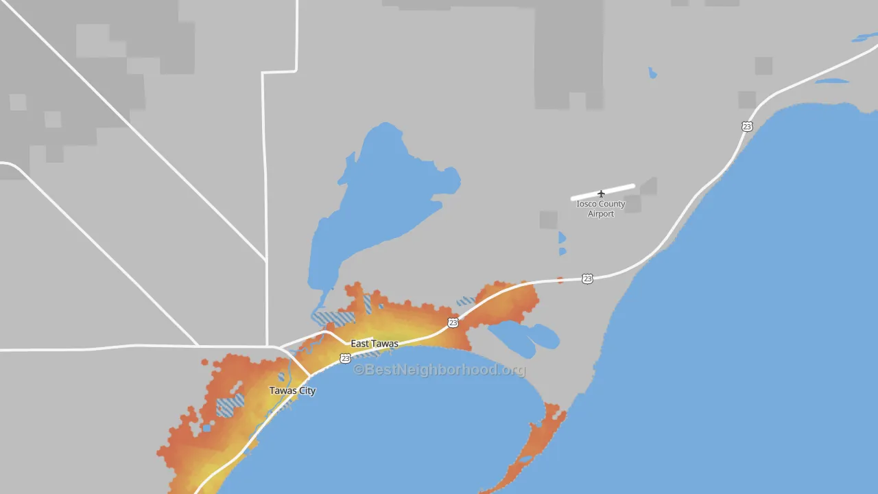 Bike Grade map of 48730, MI