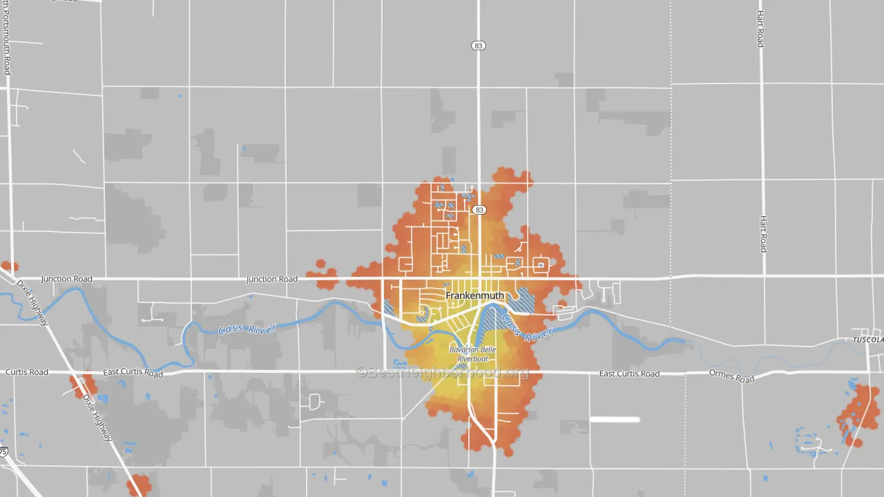 Bike Grade map of 48734, MI