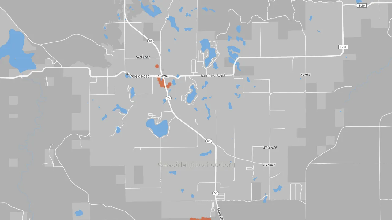 Bike Grade map of 48737, MI