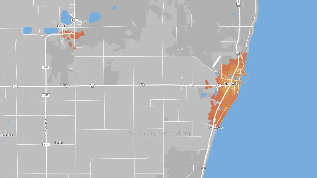 Bike Grade map of 48740, MI