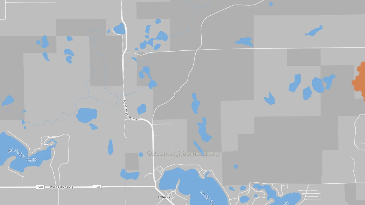Bike Grade map of 48743, MI