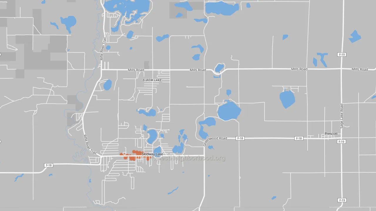 Bike Grade map of 48756, MI
