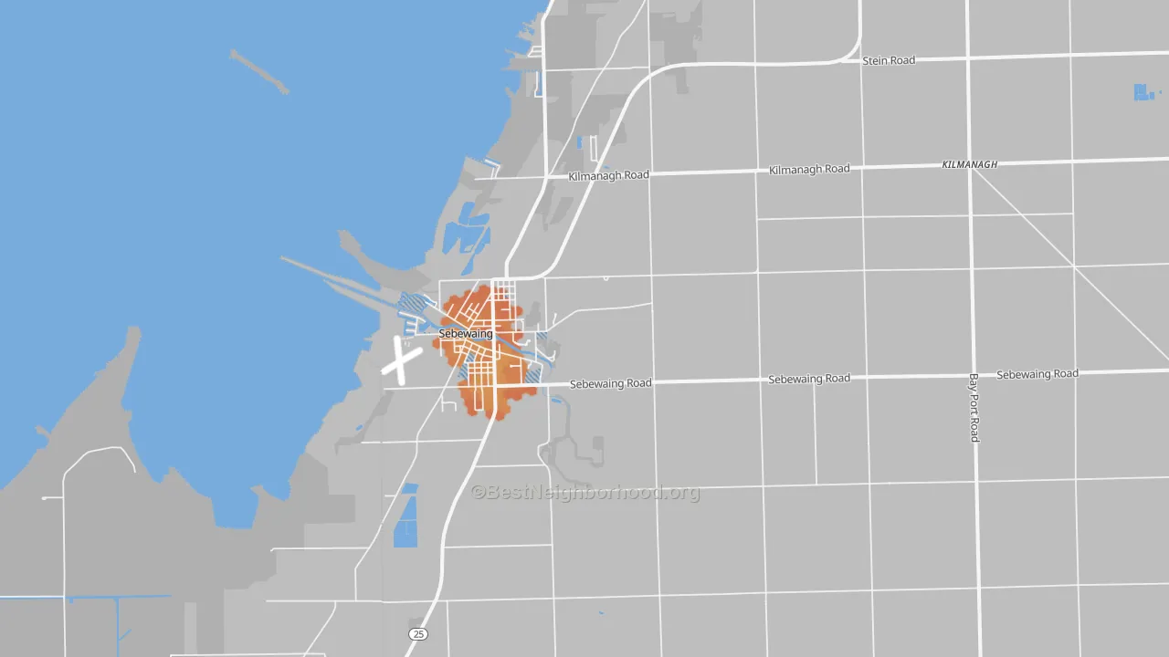 Bike Grade map of 48759, MI