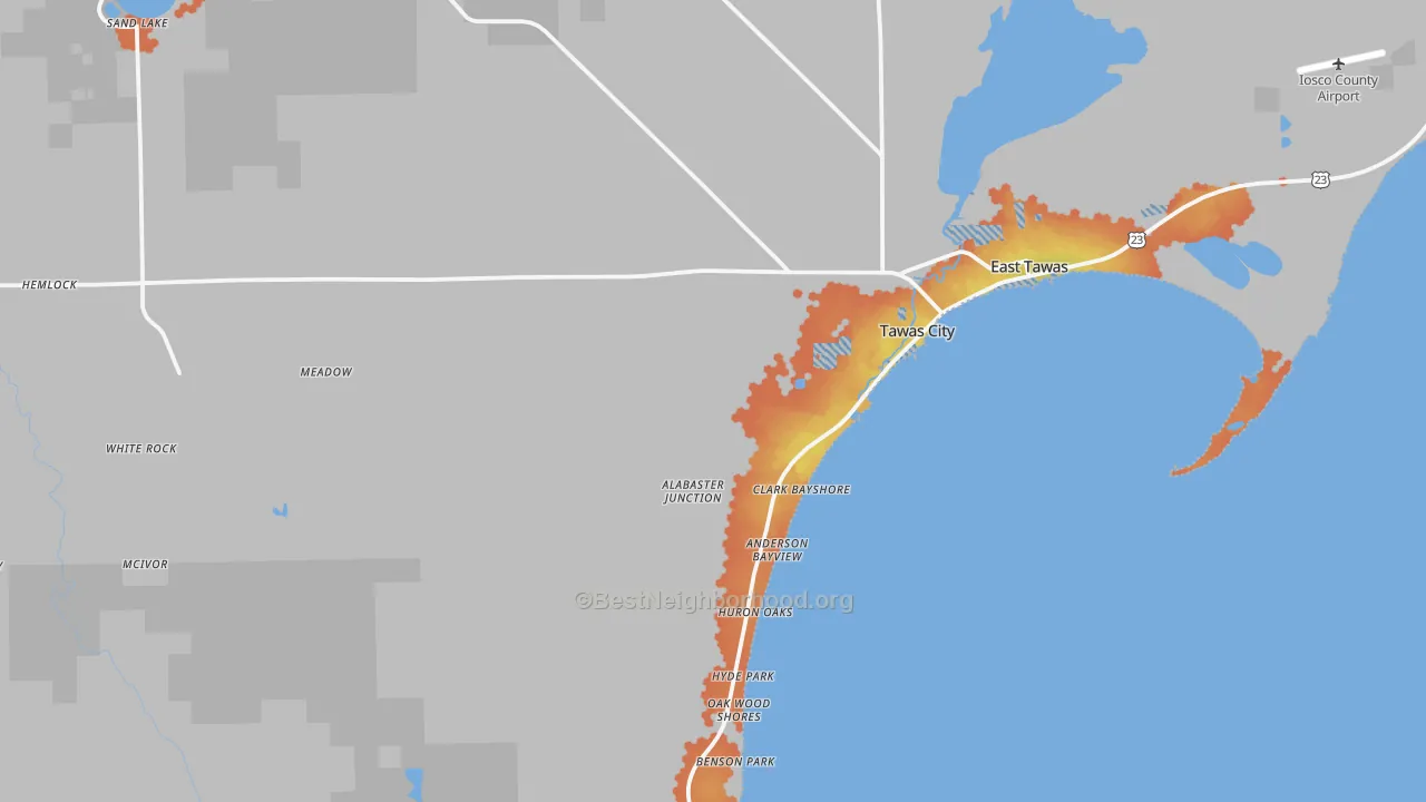 Bike Grade map of 48763, MI