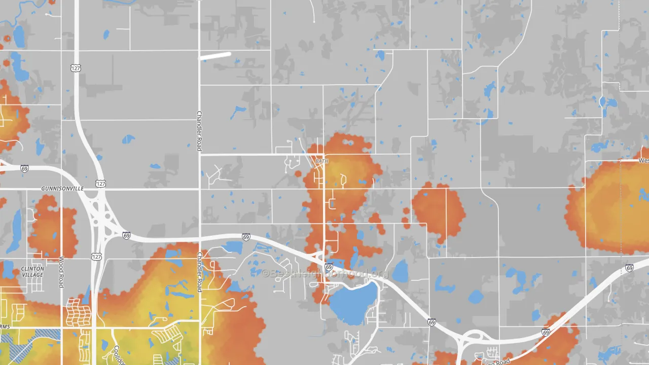Bike Grade map of 48808, MI