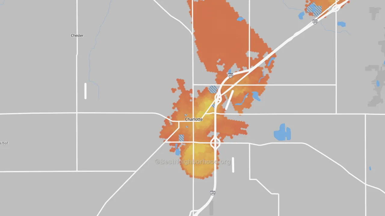 Bike Grade map of 48813, MI
