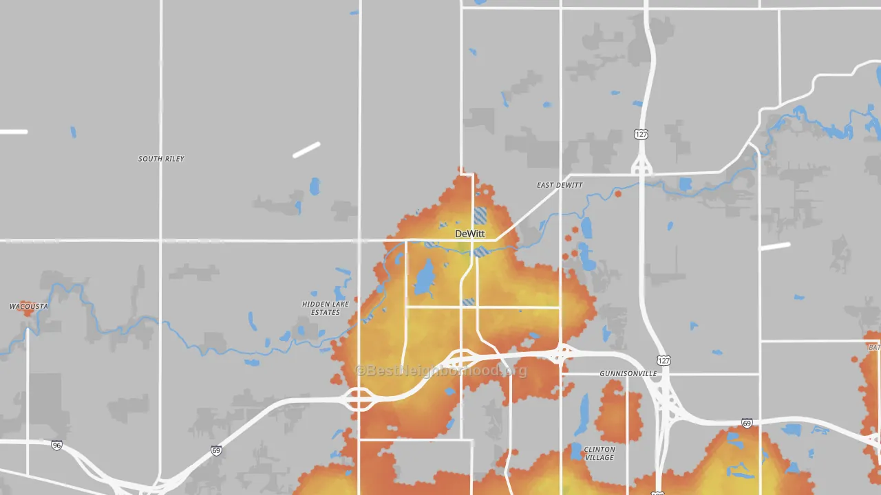 Bike Grade map of 48820, MI