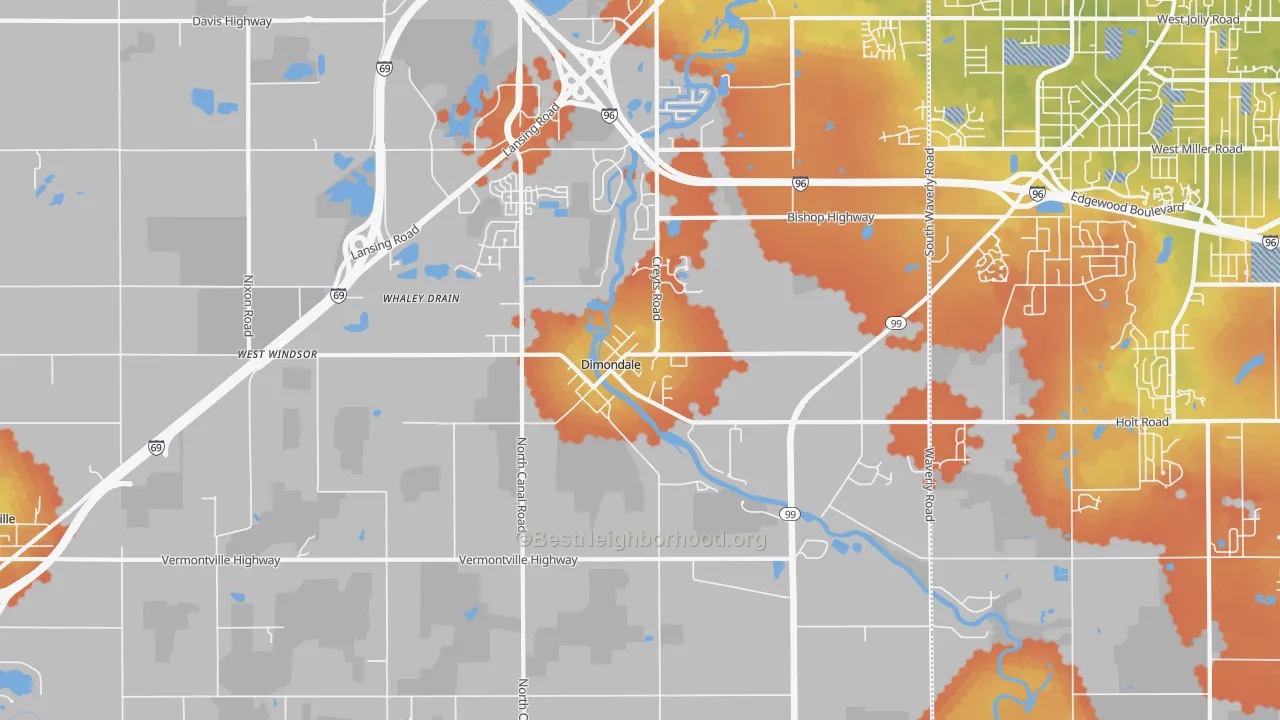 Bike Grade map of 48821, MI