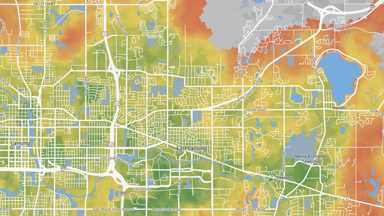 Bike Grade map of 48823, MI
