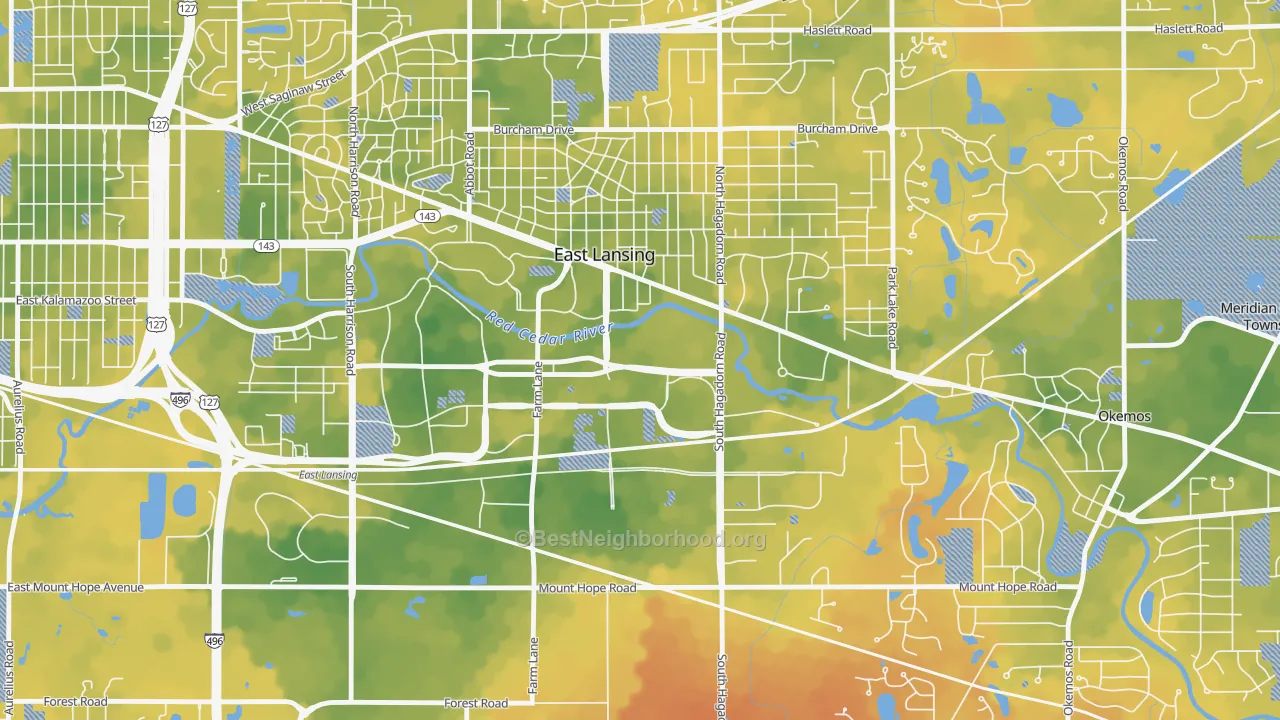 Bike Grade map of 48824, MI