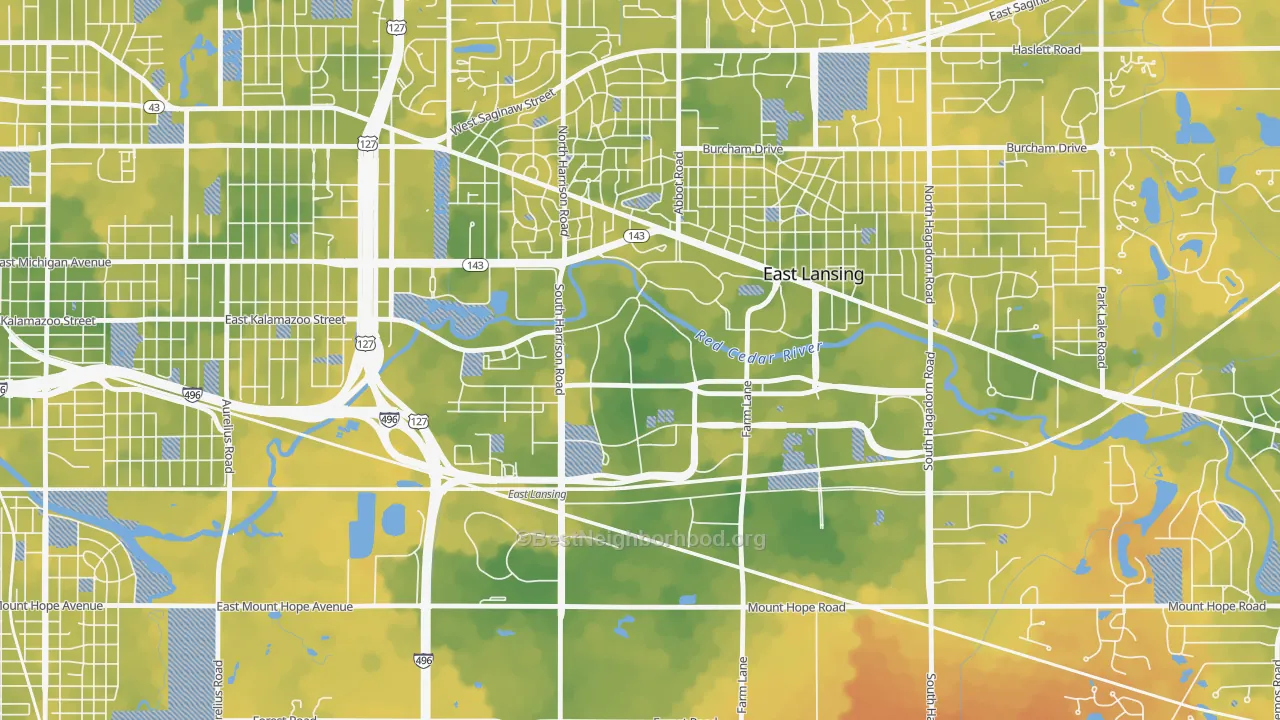 Bike Grade map of 48825, MI